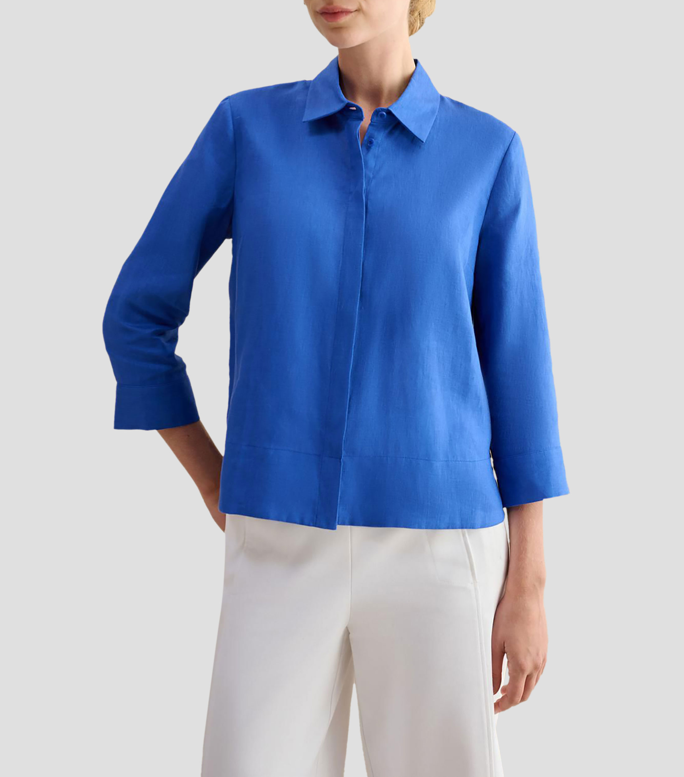 Camisa lisa manga 3/4 Mujer